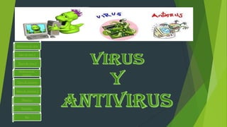 Definición de virus
Tipos de virus 1
Definición de
antivirus
Tipos de antivirus
Tipos de virus 2
Tipos de antivirus 2
Objetivos
Entidades
Fin
 
