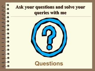 Ask your questions and solve your
queries with me
Questions