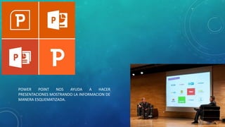 POWER POINT NOS AYUDA A HACER
PRESENTACIONES MOSTRANDO LA INFORMACION DE
MANERA ESQUEMATIZADA.
 