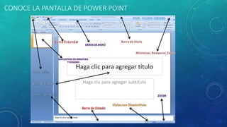 CONOCE LA PANTALLA DE POWER POINT
 
