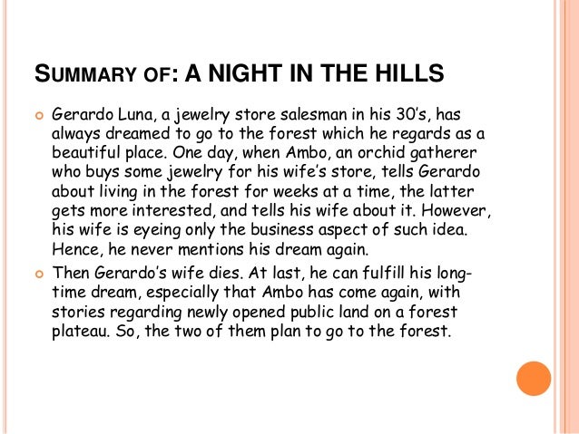 "A Night in the Hills“ By: Paz Marquez Benitez