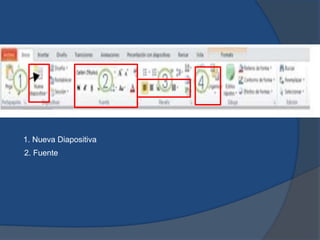 2. Fuente
1. Nueva Diapositiva
 
