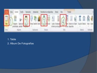 1. Tabla
2. Álbum De Fotografías
 
