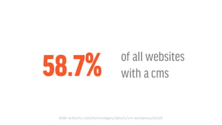 58.7% of all websites
with a cms
Kilde
w3techs.com/technologies/details/cm-‐wordpress/all/all