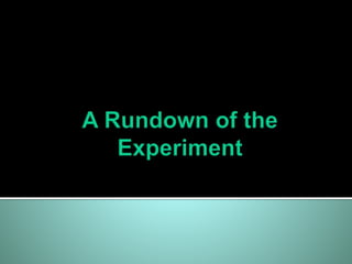 Rundown of the Experiment | PPTX