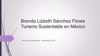 Brenda Lizbeth Sánchez Flores
Turismo Sustentable en México
Fecha de elaboración : Noviembre 2015
 