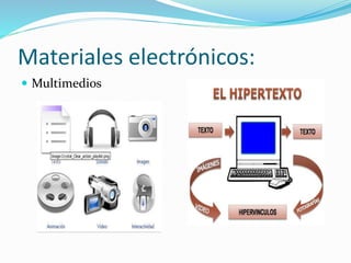 Materiales electrónicos:
 Multimedios
 
