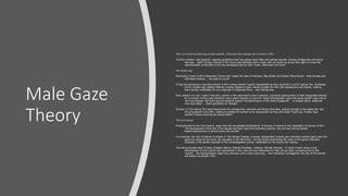Male Gaze
Theory
This is an article by Emily Gray on NUA website, it discusses the changing role of women in film
The film industry, that powerful, ongoing excellence that has always been filled with gender equality, female protagonists and equal
star pay… right? Wrong. Women in film have most definitely had a rough ride, so buckle up as we dive right in to how the
representation of females in film has developed (and by that I mean, improved) over time!
The Golden Age
Rewinding it back to 60’s Hollywood Cinema first, where the likes of Hitchock, Billy Wilder and Robert Wise thrived – their female cast
members however… not quite so much!
It may be surprising to read that women in 60’s cinema weren’t exactly represented as they would be in a 21st century film. Actresses
of the ‘Golden Age’ (Marlyn Monroe, Audrey Hepburn) were valued (mostly) for their slim appearance and beauty, making
them perfect candidates for love interests in Hollywood films… and nothing else.
Now, believe it or not – back in the 60’s, women in film were tied to strict contracts, practically glueing them to their designated director
for a number of films (and therefore many years) leaving no room for career development, given the same carbon copy role of
‘the love interest, with their sole job being to support the performance of the male protagonist’… in simpler terms ‘make the
men look better’… thank goodness for change!
Women in 21st century film have blossomed into protagonists, directors and family favourites, paying homage to the ladies who laid
the groundwork in the 60’s, making it possible for women to be represented as they are today! Thank you, Golden Age
women! Where would we be without them?
The 21st Century
Pulling forward to the 21st century, away from the sexualisation/exploitation of women in cinema to the celebration of women in film!
The development of the role of the female has been rapid and extremely positive, now we have strong female
leads/roles/directors in almost every film we see!
For example, the role of Katniss Everdeen in The Hunger Games; a strong, independent woman who ultimately (spoiler alert!) wins the
game by using not her looks, her sexuality or her femininity – but by simply outsmarting the rulers of the game! Katniss’s
character is the perfect example of the knowledgeable woman, celebrated for her brains over beauty!
The strong female roles of today (Captain Marvel, Katniss Everdeen, Valkyrie, Wonder Woman – to name a few!) show a true
development of how women are represented in film, and are now celebrated for their strong roles, comparing this to 60s
cinema… the representation really has improved, and is ever improving… from hardship to protagonist, the role of the women
will always be pivotal in film.
 