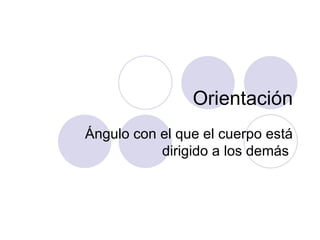 Orientación Ángulo con el que el cuerpo está dirigido a los demás  