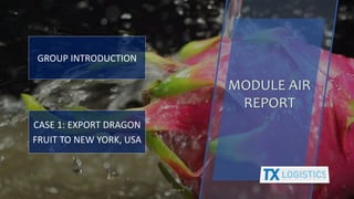 MODULE AIR
REPORT
CASE 1: EXPORT DRAGON
FRUIT TO NEW YORK, USA
1Group 4
GROUP INTRODUCTION
 