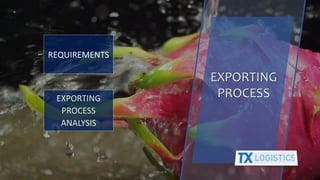 EXPORTING
PROCESSEXPORTING
PROCESS
ANALYSIS
REQUIREMENTS
10Group 4
 
