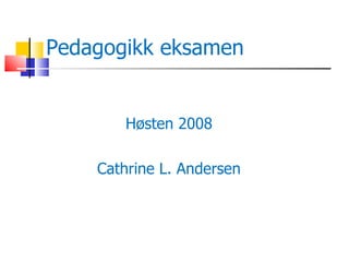 Pedagogikk eksamen Høsten 2008 Cathrine L. Andersen 