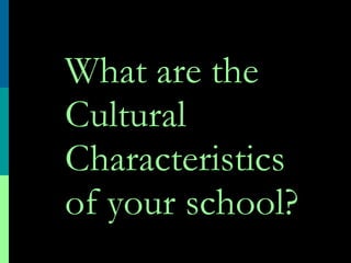 What are the Cultural Characteristics of your school?