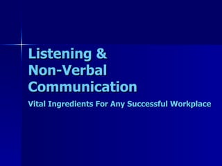 Listening & Non-Verbal Communication Vital Ingredients For Any Successful Workplace 