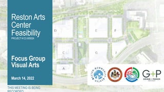 Reston Arts
Center
Feasibility
PROJECT# CC-000024
Focus Group
Visual Arts
March 14, 2022
THIS MEETING IS BEING
 