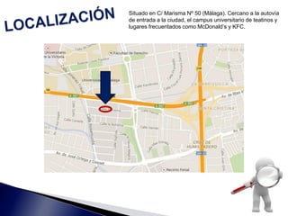 Situado en C/ Marisma Nº 50 (Málaga). Cercano a la autovía
de entrada a la ciudad, el campus universitario de teatinos y
l...