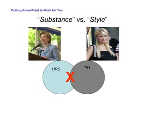 “ Substance ” vs. “ Style ” Putting PowerPoint to Work  for You HRC PH X 