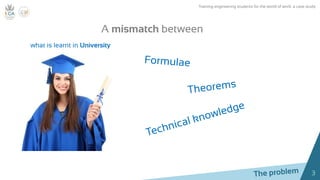 3
A mismatch between
what is learnt in University
Training engineering students for the world of work: a case study
 