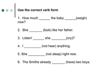 Power point the present progressive tense | PPT