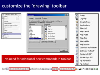 12
customize the ‘drawing’ toolbar
No need for additional new commands in toolbar
 