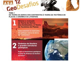 TEMA 1 DA TEORIA DA DERIVA DOS CONTINENTES À TEORIA DA TECTÓNICA DE PLACAS. A DINÂMICA DA LITOSFERA 