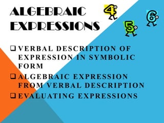 ALGEBRAIC EXPRESSIONS ,[object Object]