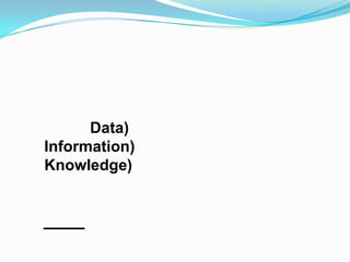 Data)
Information)
Knowledge)
 