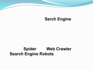Serch Engine




      Spider     Web Crawler
Search Engine Robots
 