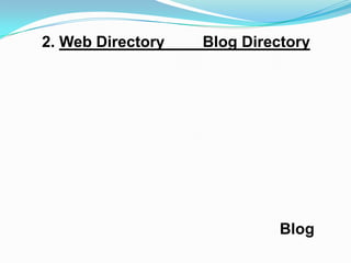 2. Web Directory   Blog Directory




                             Blog
 