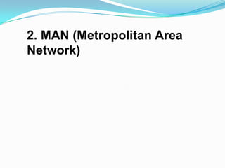 2. MAN (Metropolitan Area
Network)
 