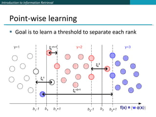Point-wise learning Goal is to learn a threshold to separate each rank 