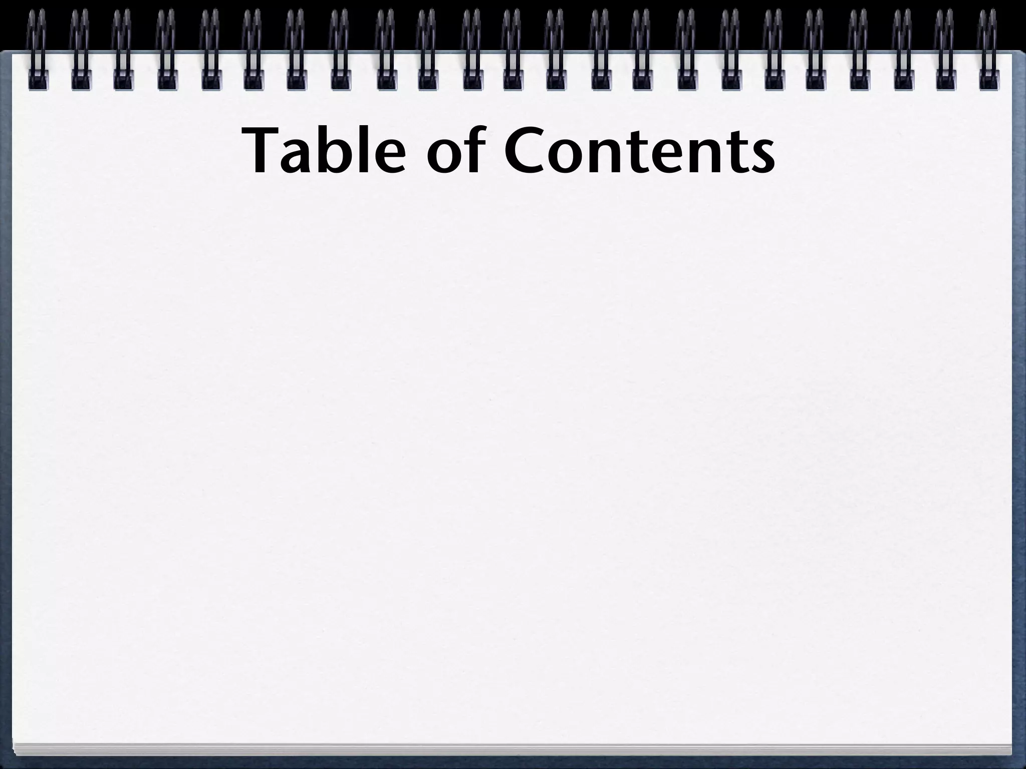 Table of Contents
 