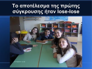 Το αποτέλεσμα της πρώτης
σύγκρουσης ήταν lose-lose
 