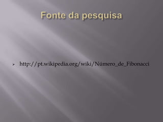 Esta sequência foi descrita primeiramente por Leonardo de Pisa, também conhecido como Fibonacci (Dc. 1200), para descrever o crescimento de uma população de coelhos. Fórmula explícitaConforme mencionado por Johannes Kepler, a taxa de crescimento dos números de Fibonacci, que é F(n + 1) /F(n), tende à Proporção áurea, denominada φ. Esta é a raiz positiva da equação de segundo grau x² − x − 1 = 0, então φ² = φ + 1. Se multiplicarmos ambos os lados por φn, teremos φn+2 = φn+1 + φn, então a função φn é uma sequência de Fibonacci. É possível demonstrar que a raiz negativa da mesma equação, 1 − φ, tem as mesmas propriedades, então as duas funções φn e (1 − φ)n formam outra base para o espaço.Calculando números de FibonacciNa prática não é conveniente calcular os números de Fibonacci usando potências da proporção áurea, a não ser para valores pequenos de n, já que os erros de arredondamento se acumulam e a precisão dos números de ponto flutuante normalmente não será suficiente.