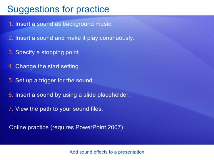 Power Point 2007 Add Sound Effects To A Presentation