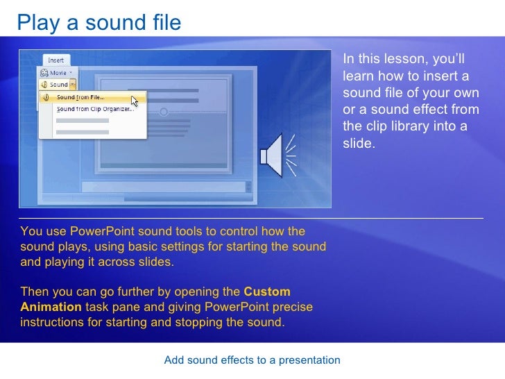 Power Point 2007 Add Sound Effects To A Presentation