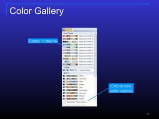 Color Gallery Create new color themes  Colors in theme  