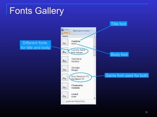 Fonts Gallery Title font  Body font  Same font used for both  Different fonts  for title and body  