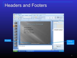 Headers and Footers Footer  Slide  number  