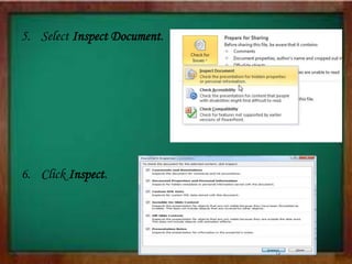 5. Select Inspect Document.
6. Click Inspect.
 