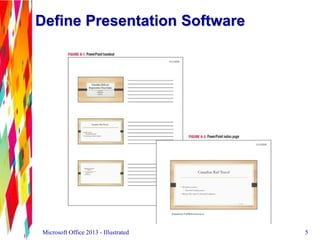 5Microsoft Office 2013 - Illustrated
Define Presentation Software
 