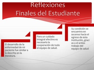 EKGoECGUn electrocardiograma (ECG o EKG) es un procedimiento sencillo y rápido que registra la actividad eléctrica del corazón.Los valores interpretados en esta prueba diagnóstica a la paciente M.H.C nos dicen lo siguiente:Taquicardia Sinusal. Onda T cerca de la línea base (inferior).Probable ECG Anormal La taquicardia sinusal:definida con una frecuencia cardíaca mayor de 100 latidos por minuto en un adulto promedio.