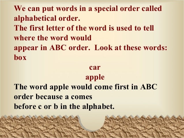 powerpoint 20 abc order