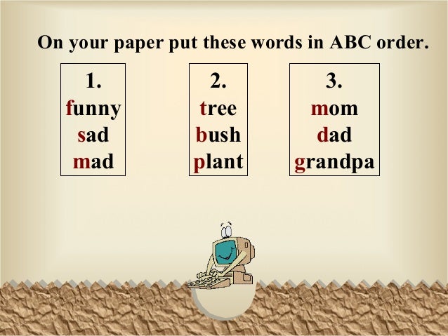 powerpoint 20 abc order