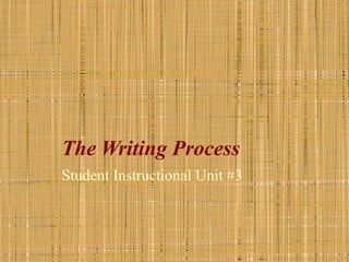 The Writing Process
Student Instructional Unit #3
 