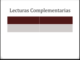 Lecturas Complementarias 
 