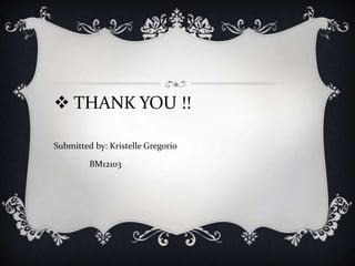  THANK YOU !!

Submitted by: Kristelle Gregorio

         BM12103
 