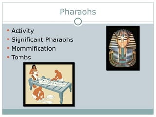 Pharaohs Activity Significant Pharaohs Mommification Tombs