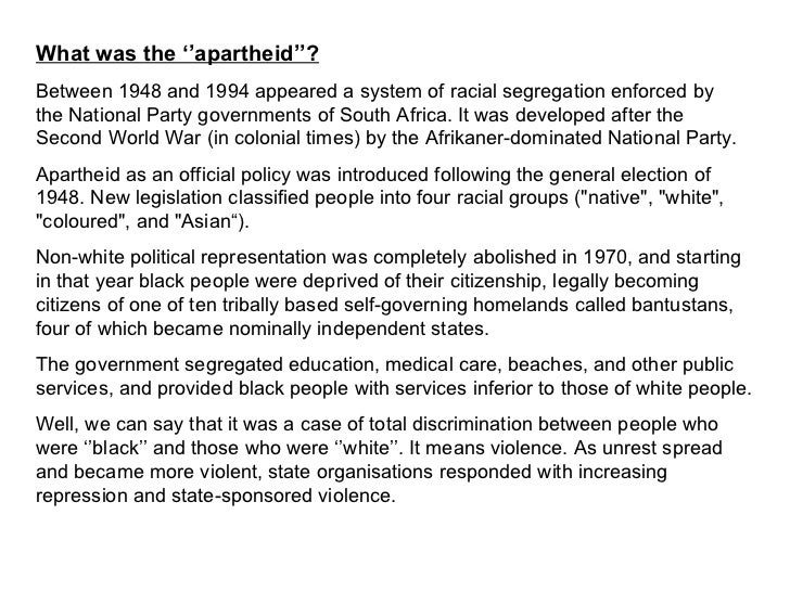 essay about apartheid law
