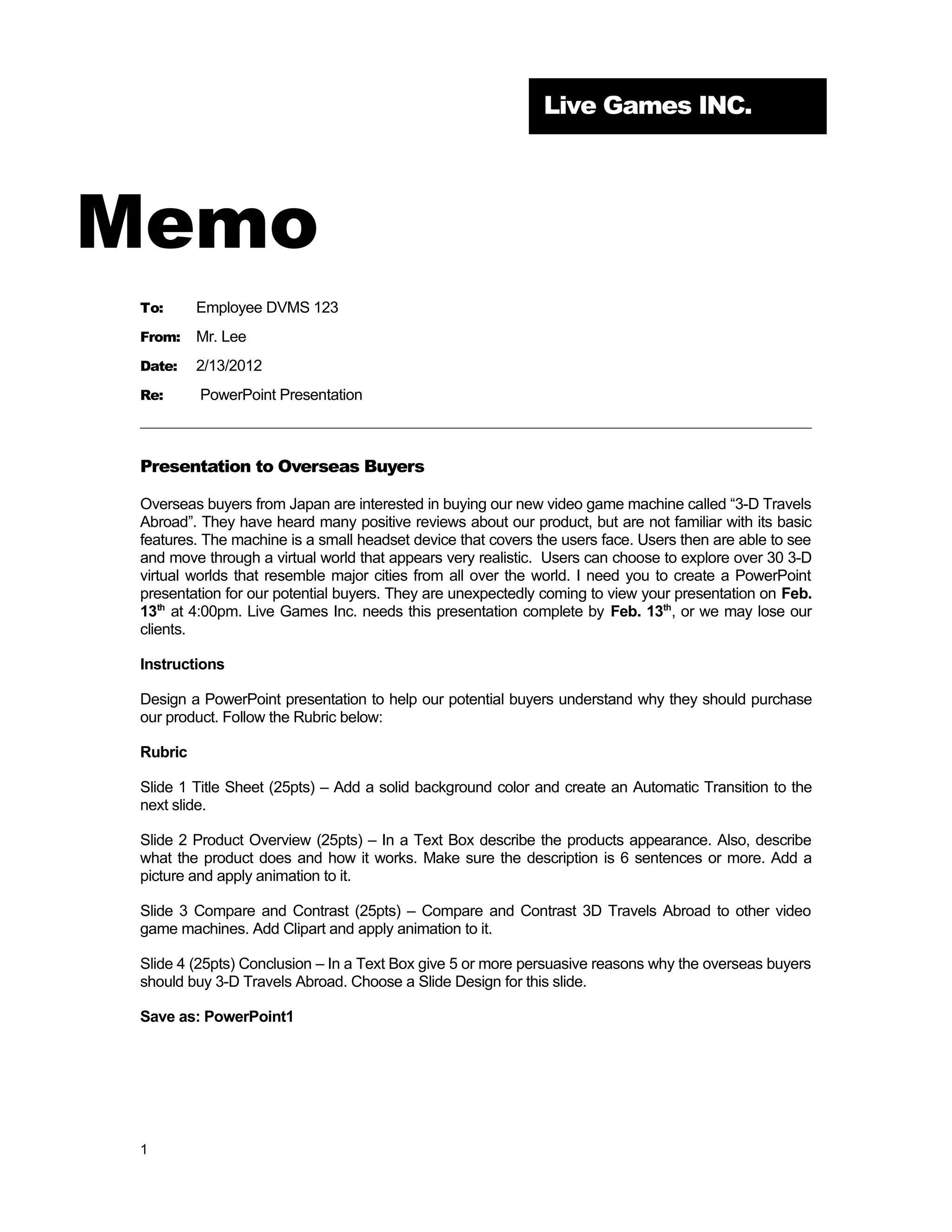 Power point assignment 1